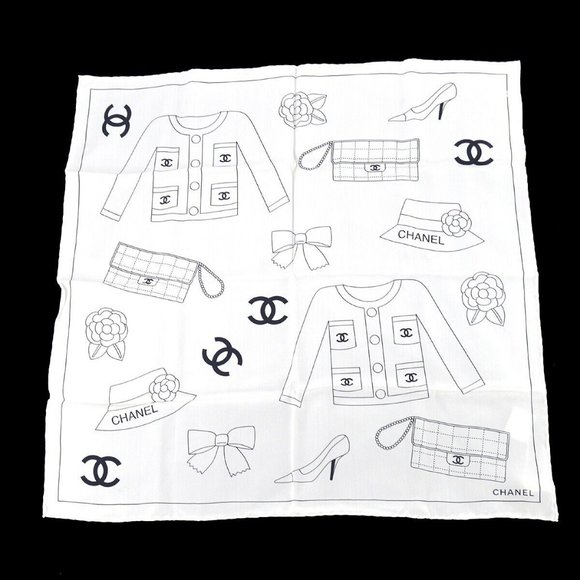 Chanel Icon Scarf White Small Good - Picture 1 of 4